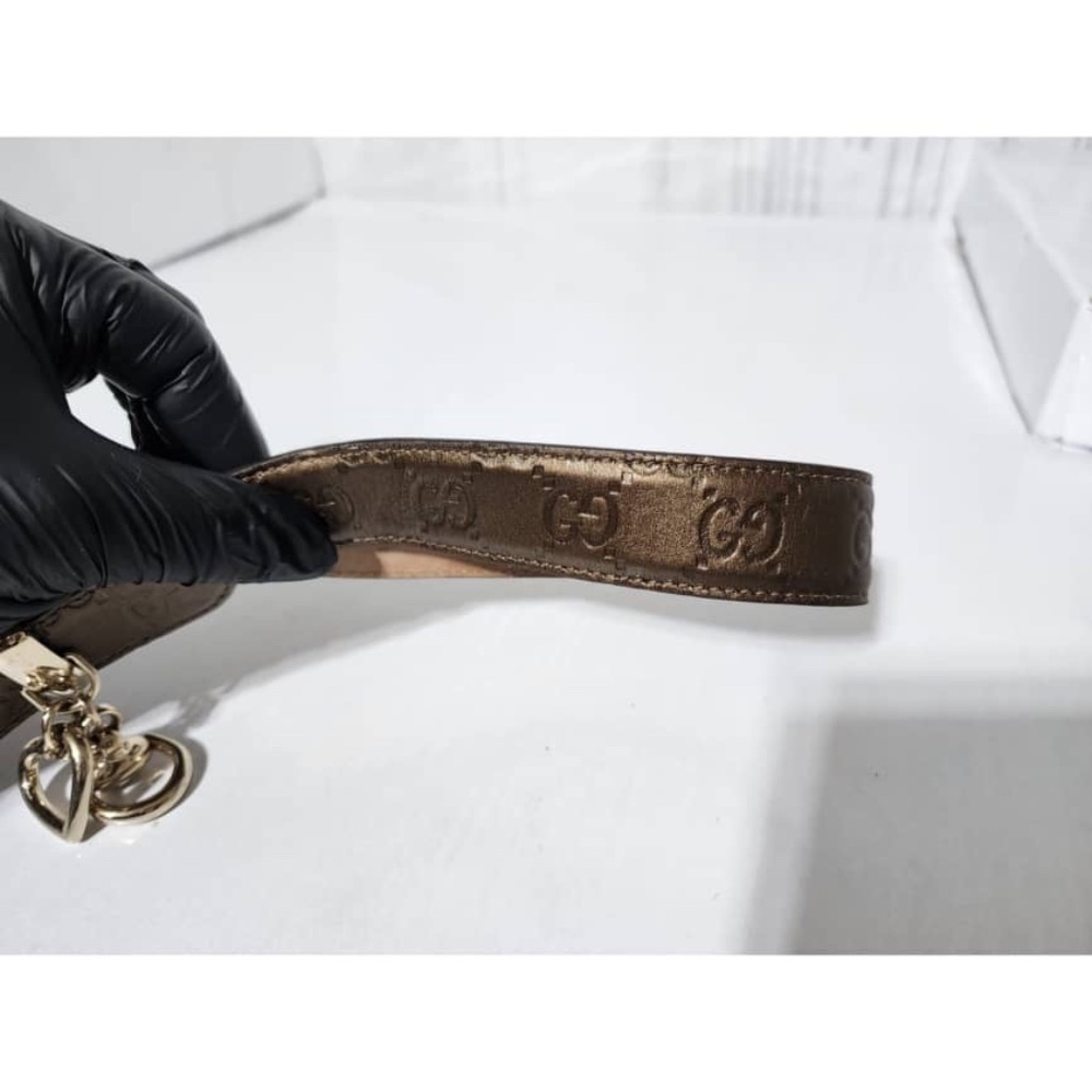 Authentic Gucci Microguccissima Leather Slim Horsebit Buckle Belt Metallic Brown - Picture 3 of 7